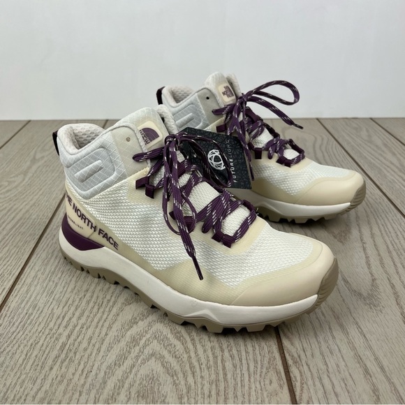 North Face Women Activist Mid FUTURELIGHT Boots US8 Gardenia White Pikes Purple - Picture 1 of 10